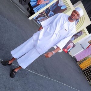 Plain white caftan with cap